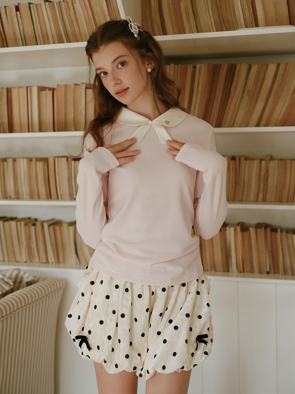 Cest_Doll collar long sleeve top