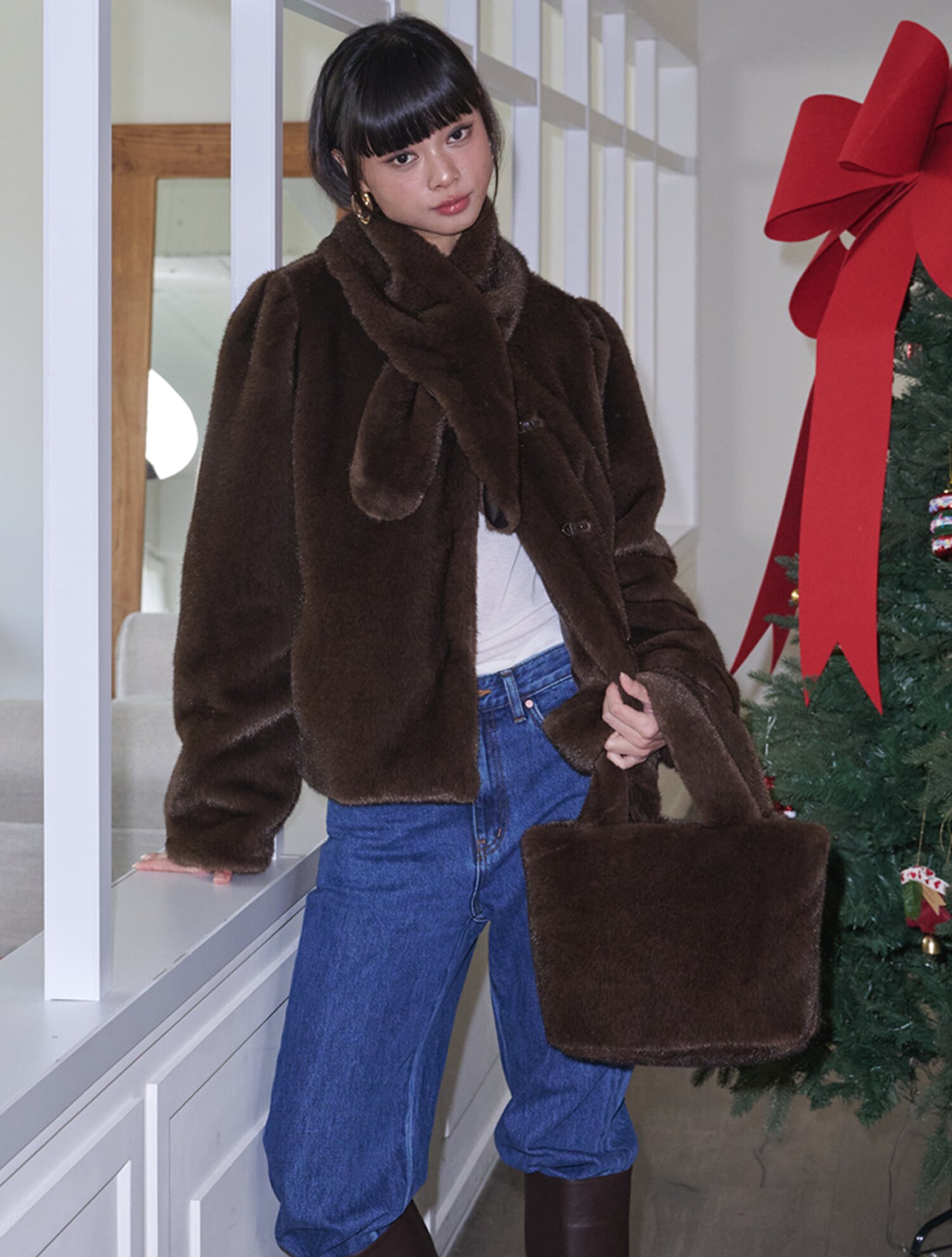 Soft Fur Tote Bag_Brown