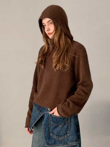 넬라 하프넥 후드 니트 (3colors)