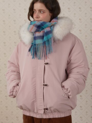 WINTER FUR HOODED PUFFER JACKET_PINK