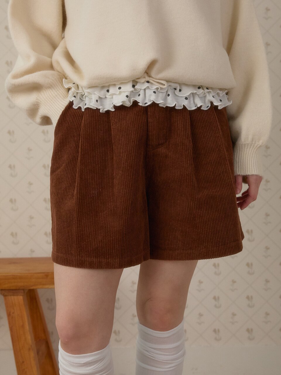 BREEZE CORDU HALF SHORTS_BROWN