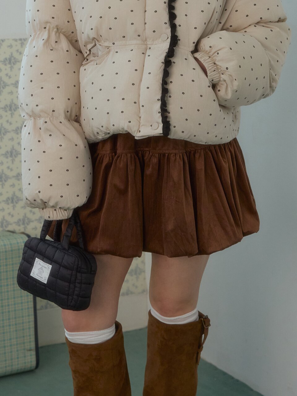 BONBON VELVET PUMPKIN SKIRT_BROWN