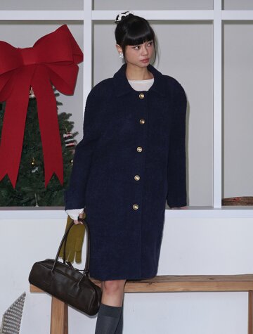 부클 래글런 싱글 울 롱코트_네이비




