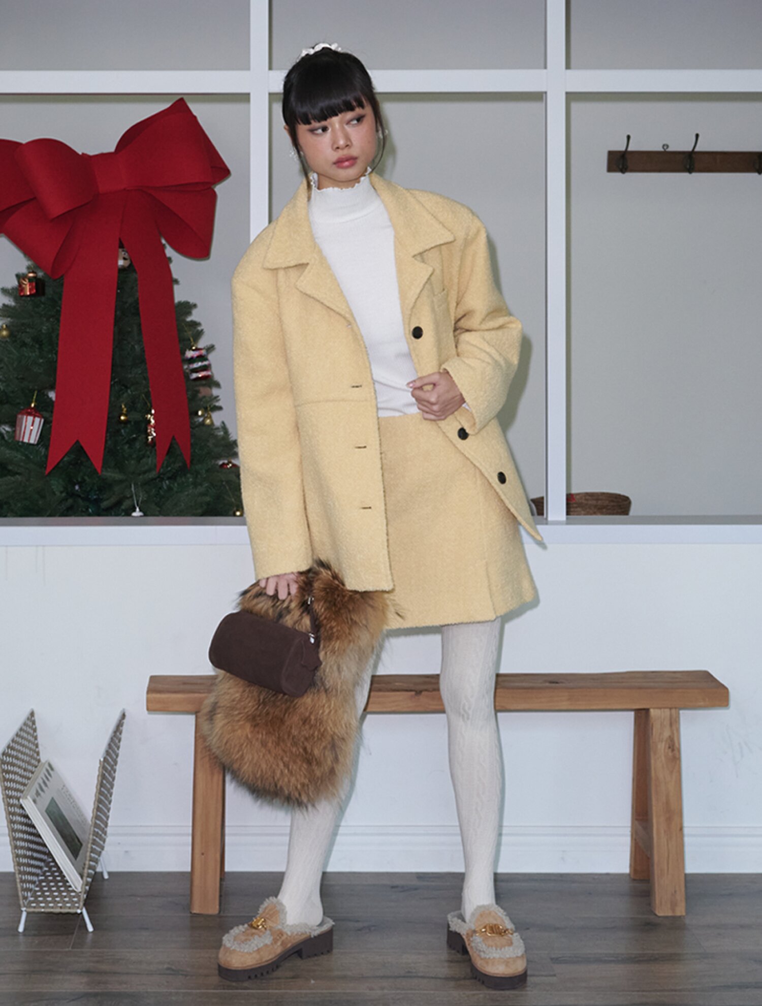 Boucle wool oversized jacket_Butter