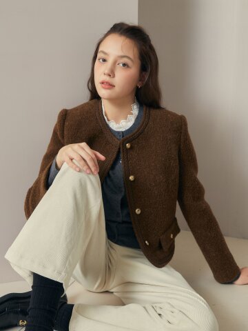 울 알파카 블렌드 크롭 재킷 