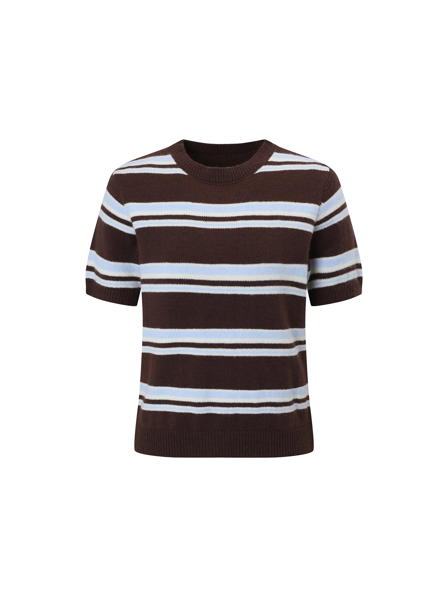 스트라이프 하프 슬리브 니트 (BROWN)