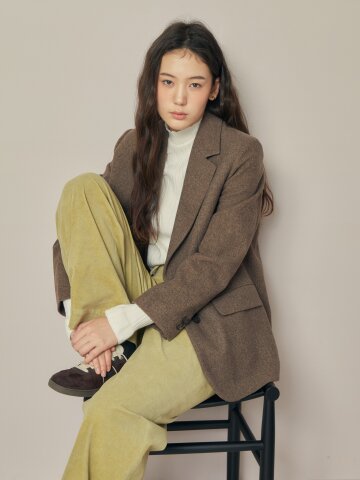 울 블렌드 헤링본 테일러드 재킷 