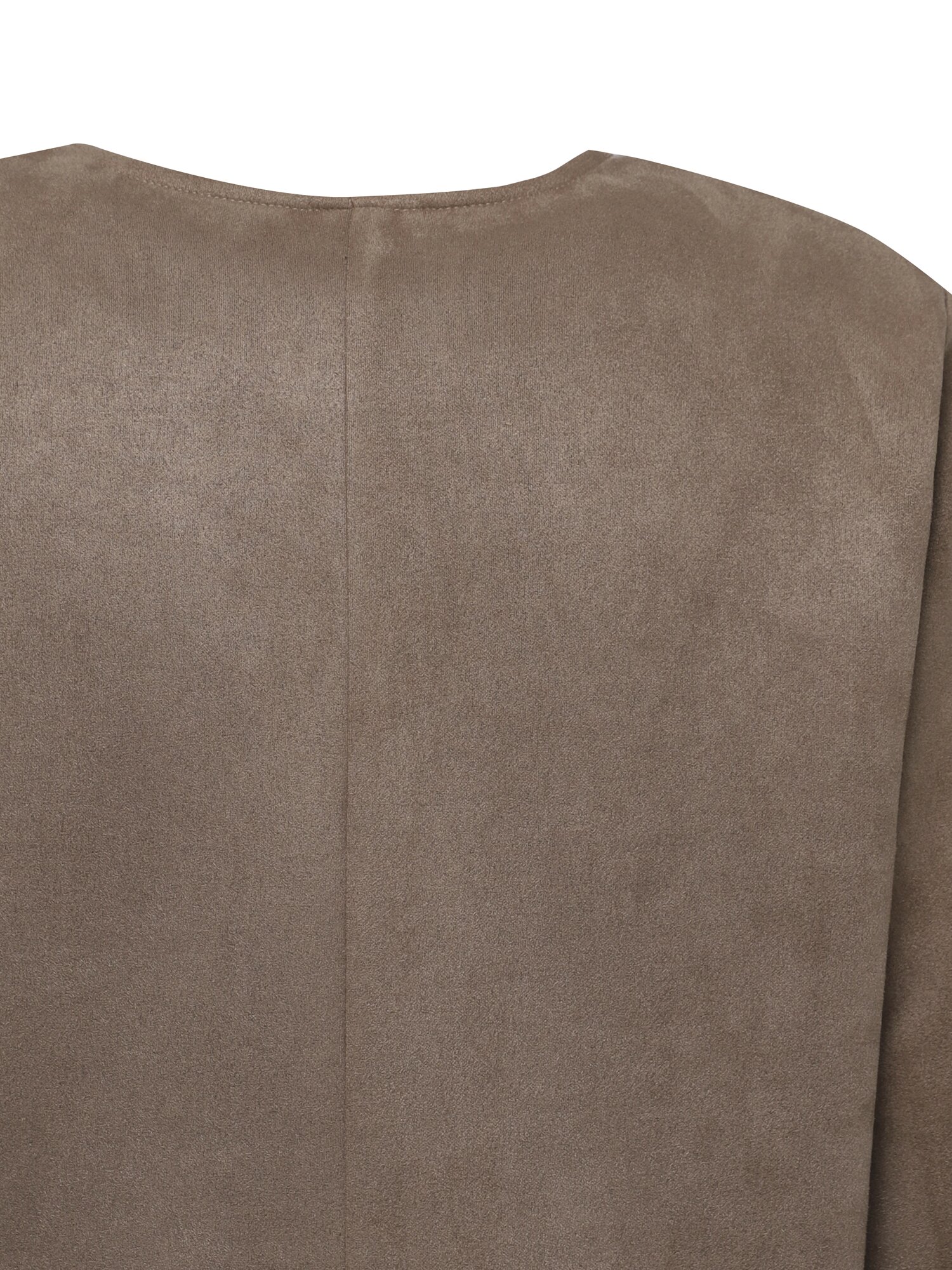 페이크 스웨이드 라운드넥 크롭 재킷 (KHAKI)