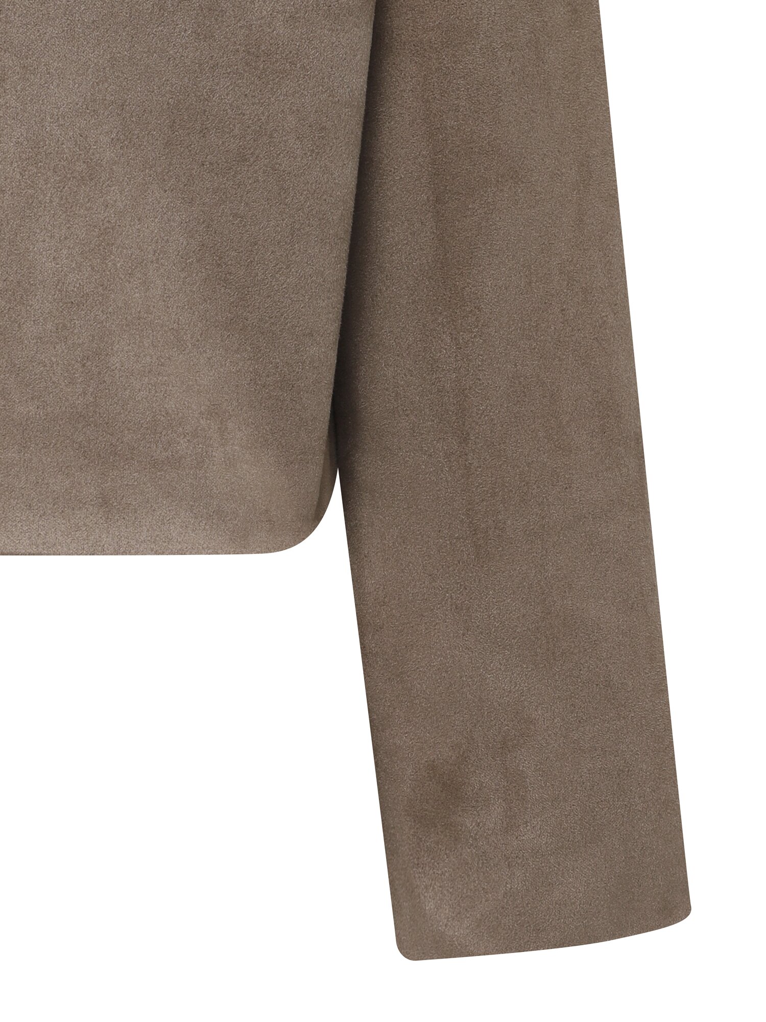 페이크 스웨이드 라운드넥 크롭 재킷 (KHAKI)