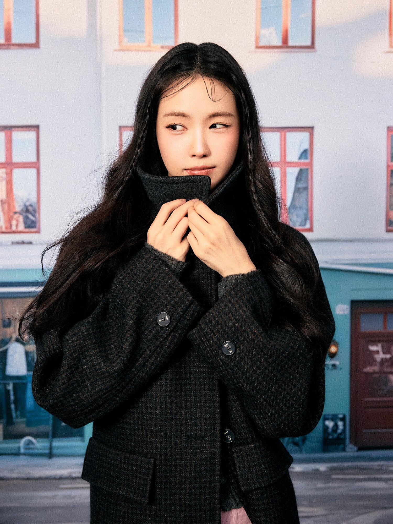 울 블렌드 쉐도우 체크 코트 (CHECK BROWN)