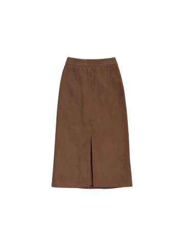 SLIT CORDU LONG SKIRT_BROWN