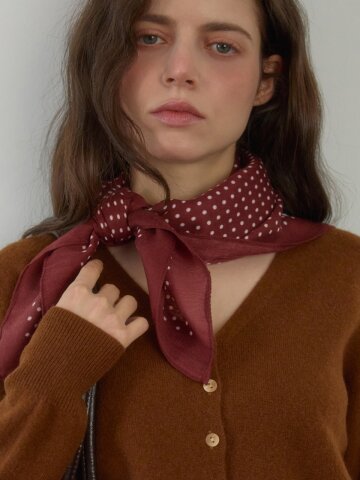 NEAR POLKA DOT SCARF_BURGANDY