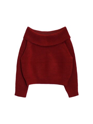 MELTING BASIC OFF-SHOULDER KNIT_RED