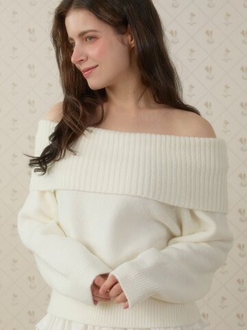 MELTING BASIC OFF-SHOULDER KNIT_IVORY