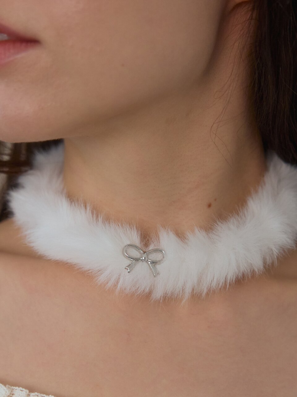 WINTER PUFFY RIBBON CHOKER_WHITE