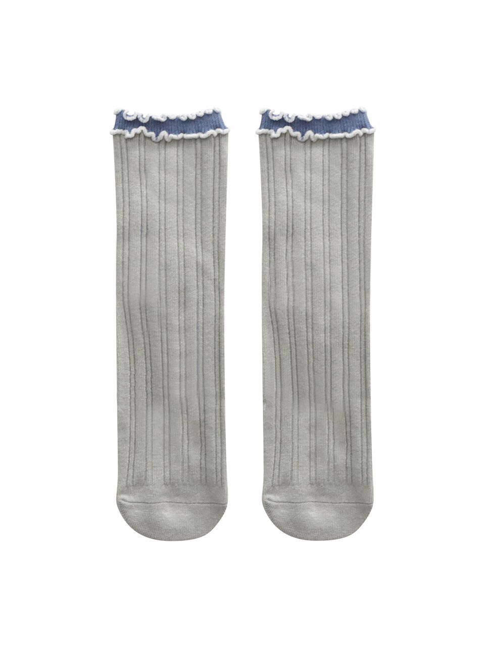 [2EA 1SET]RETRO FRILL RIB SOCKS_GREY