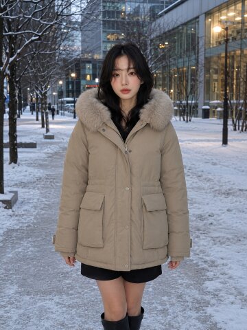 덕 다운 폭스퍼 스트링 점퍼 