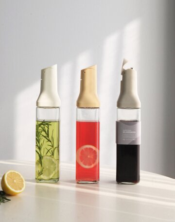 기울이면 자동 오픈 사각 오일 디스펜서 오일병 소스병