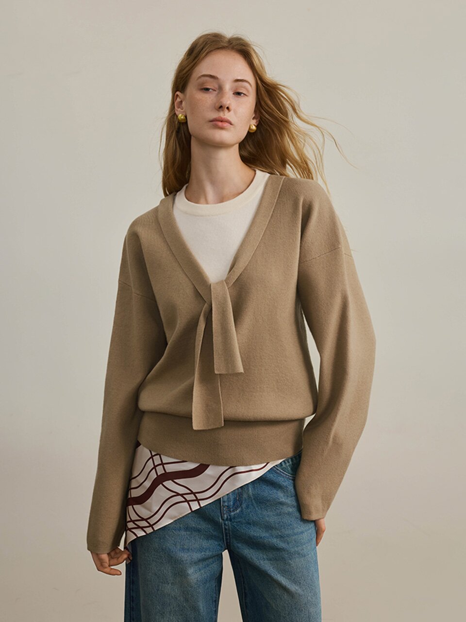 YY_Lace-collar pullover knit