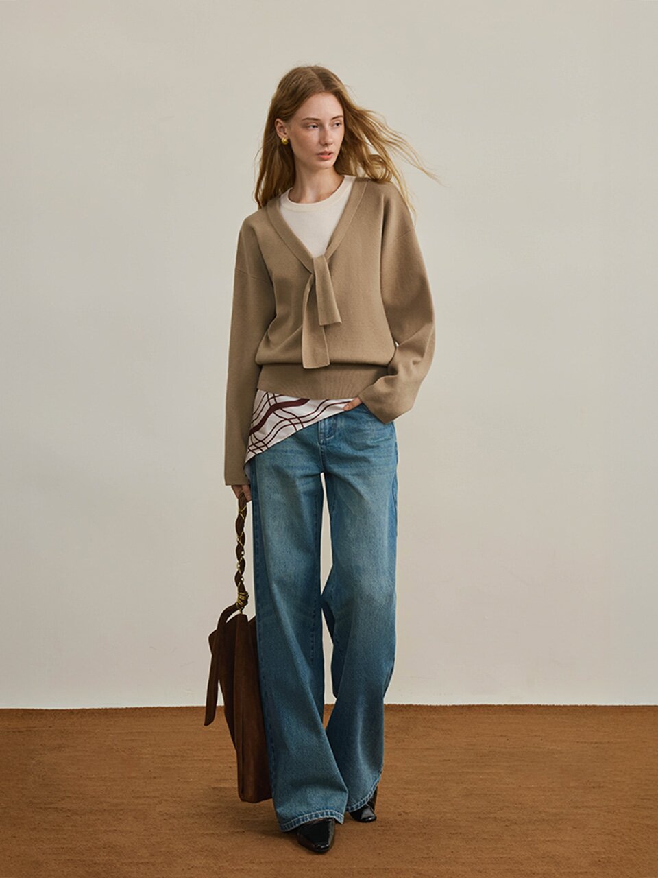 YY_Lace-collar pullover knit