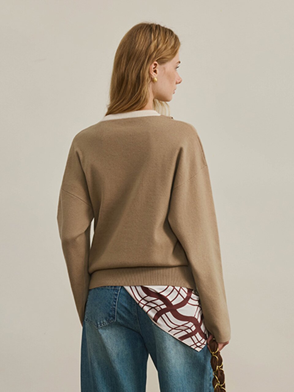 YY_Lace-collar pullover knit