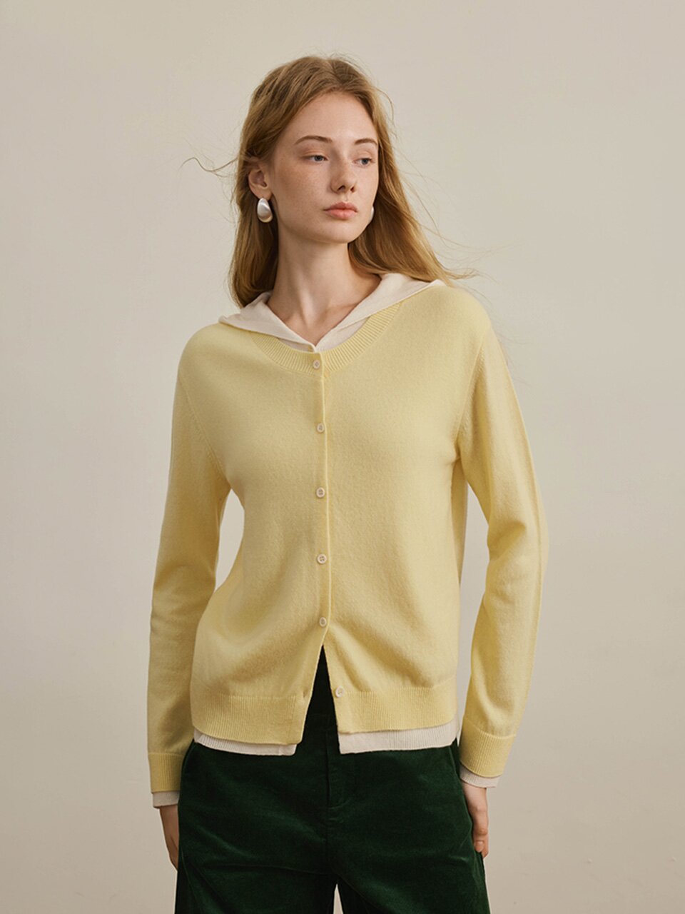 YY_Fake two pieces hood knit_2color