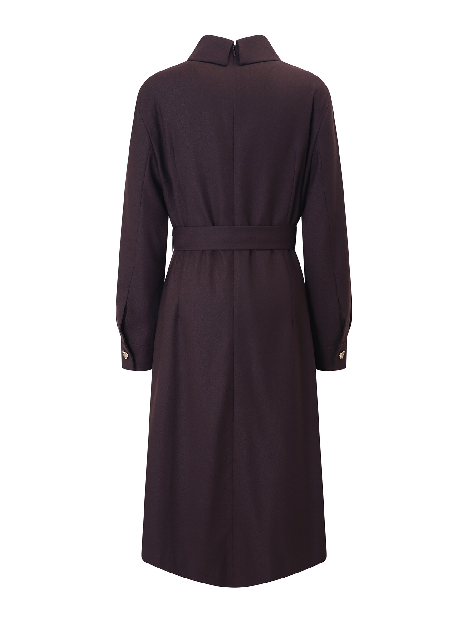 울 블렌드 헤링본 싱글 칼라 원피스 (DARK BROWN)