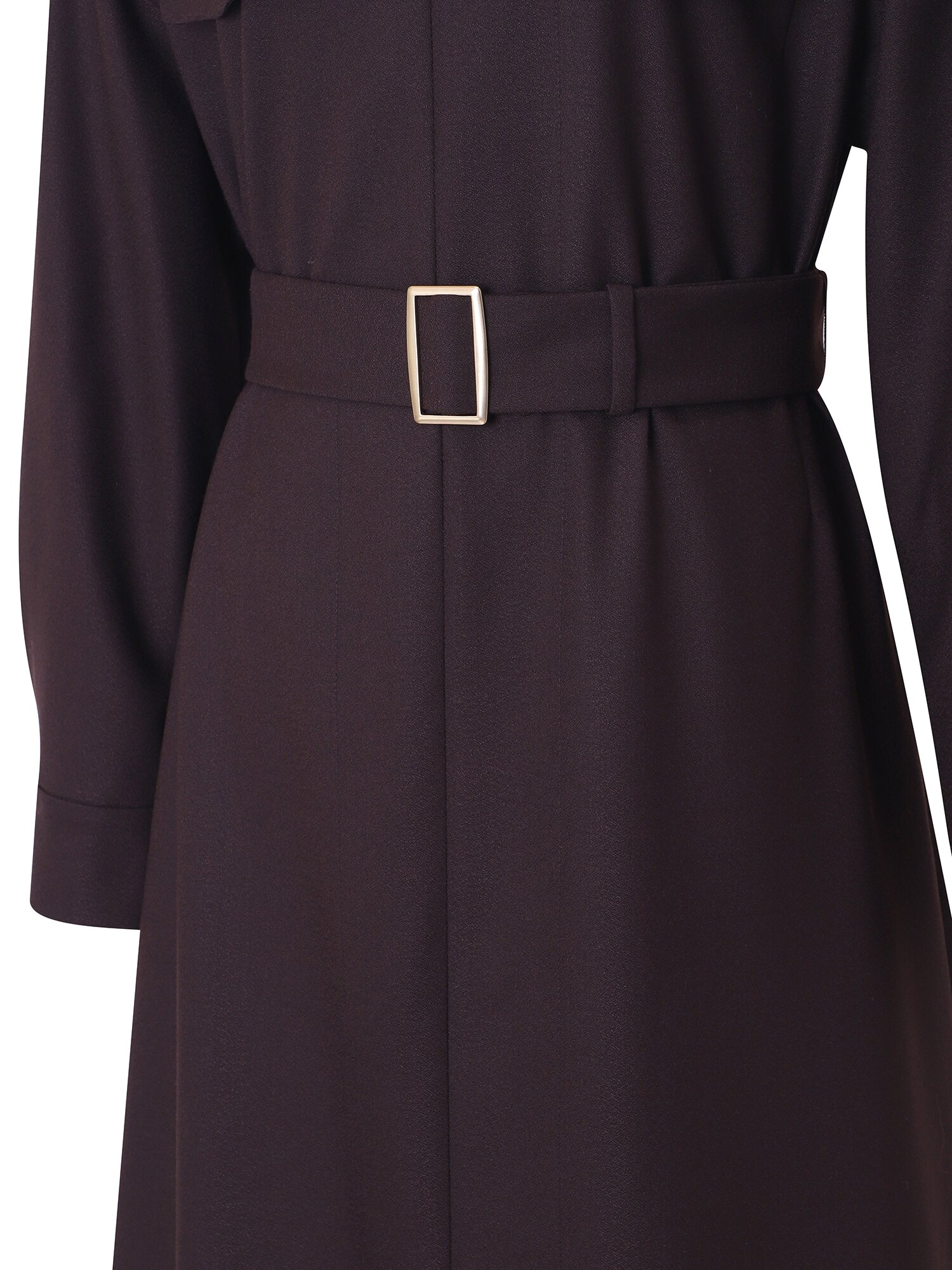 울 블렌드 헤링본 싱글 칼라 원피스 (DARK BROWN)