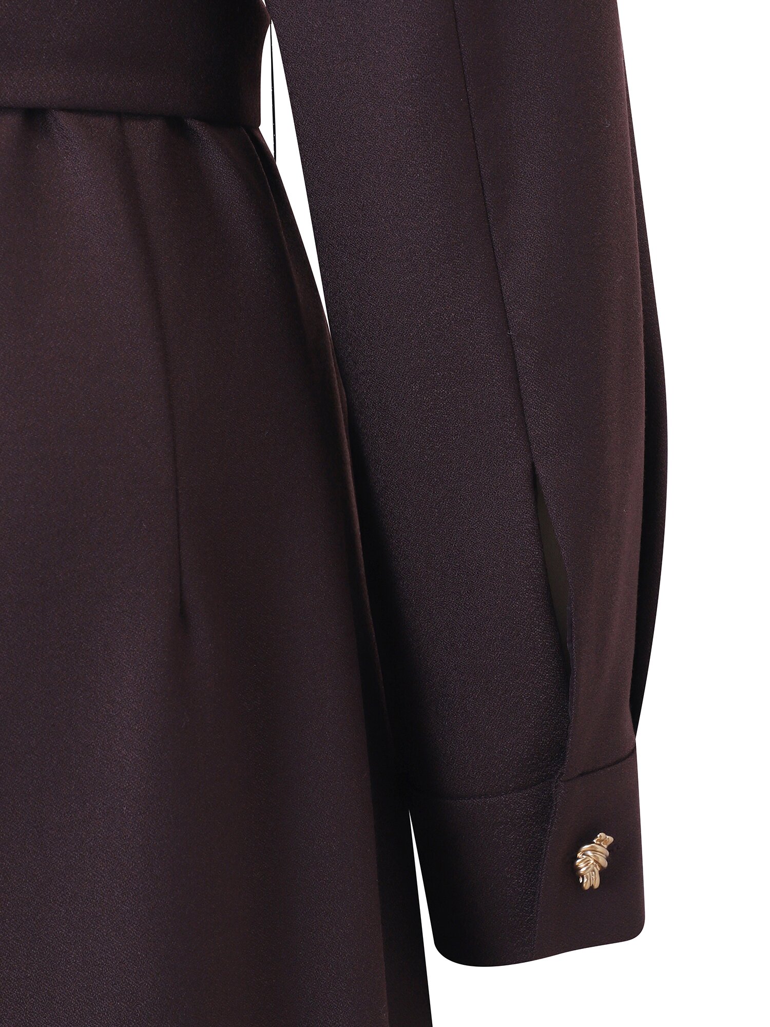 울 블렌드 헤링본 싱글 칼라 원피스 (DARK BROWN)