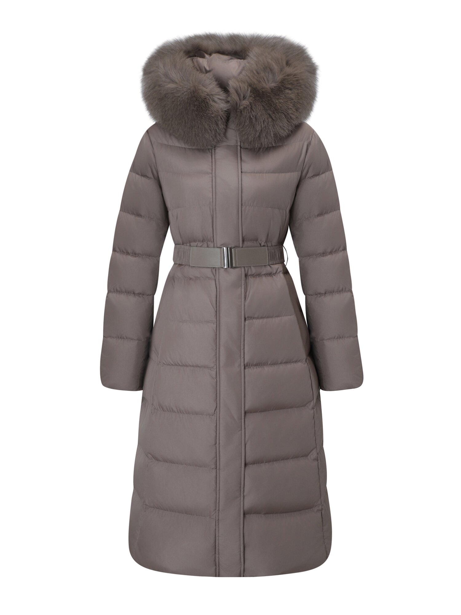 구스다운 폭스퍼 롱 점퍼 (LIGHT BROWN)