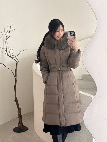 구스다운 폭스퍼 롱 점퍼 