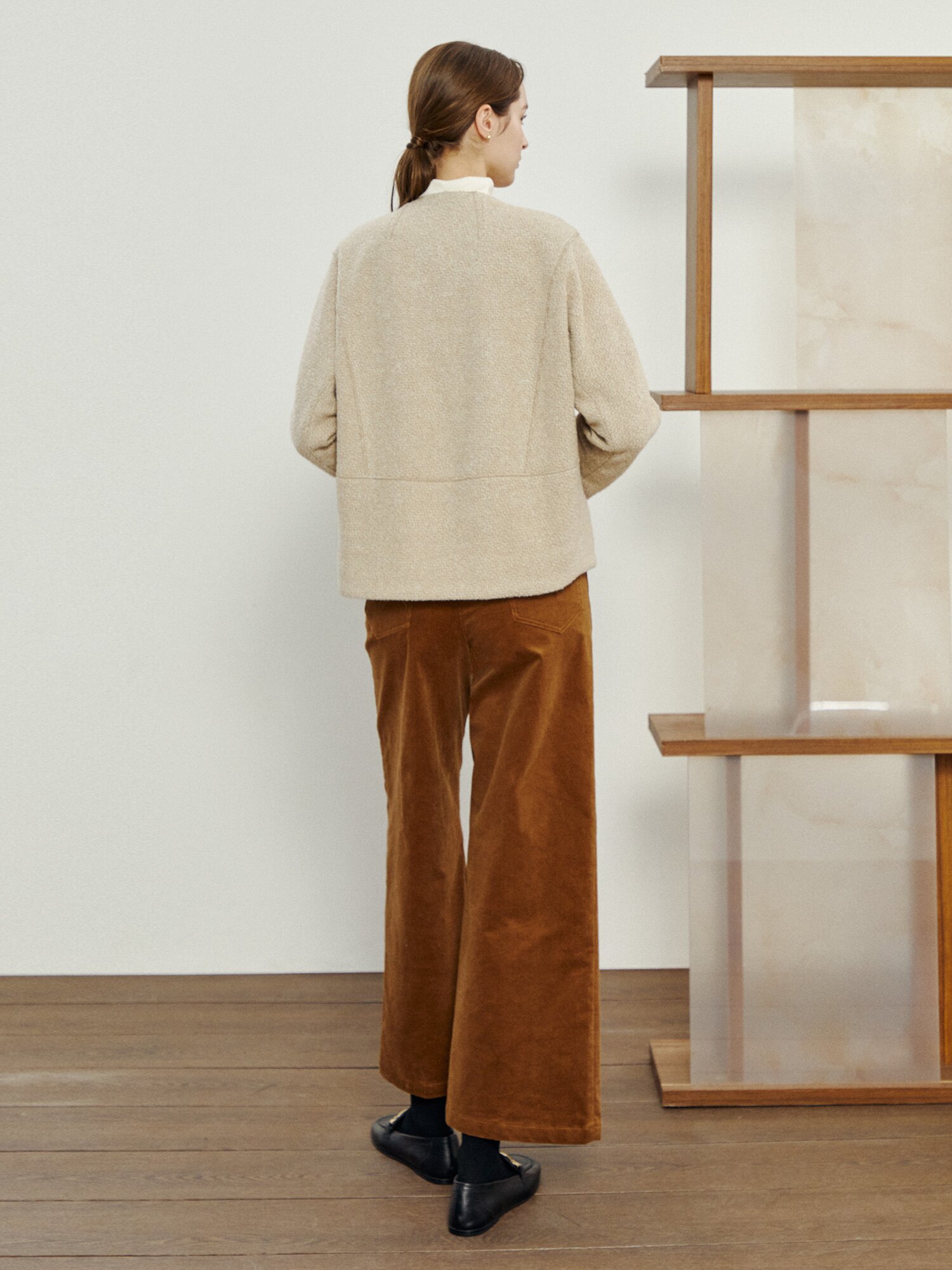 울 블렌드 레더 포인트 재킷 (BEIGE)