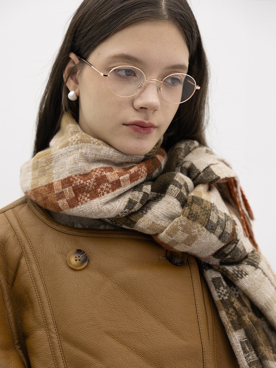 WD_Multicolor warm muffler_IVORY BROWN