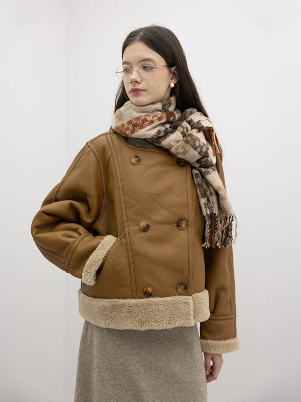 WD_Multicolor warm muffler_IVORY BROWN