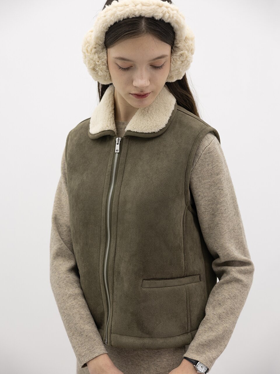 WD_Nomad fleece mustang vest_KHAKI