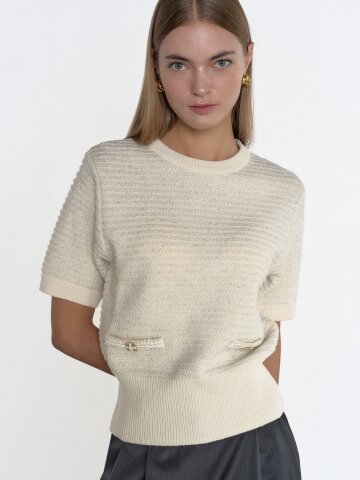 라운드 스팽글 울 니트 (2color)