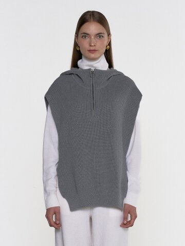 후드 니트 베스트 (2color)