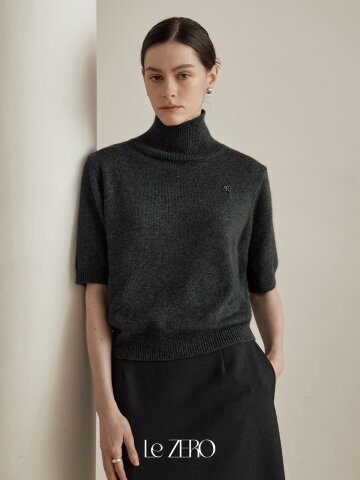 [2컬러] 르제로 앙고라 반팔 터틀넥 니트