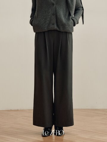 [2컬러] 르제로 더블 핀턱 와이드 슬랙스