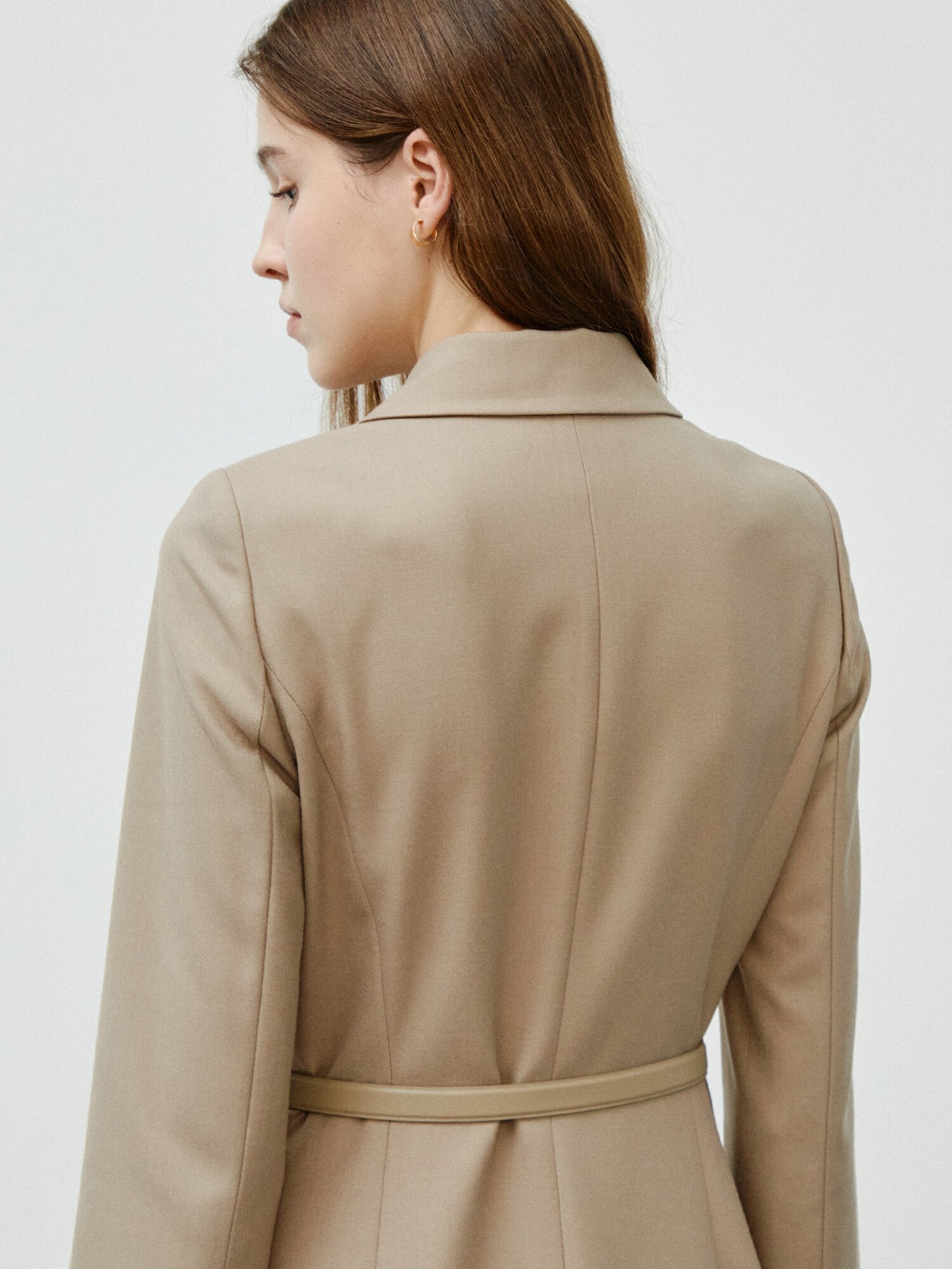울 블렌드 더블 칼라넥 롱 원피스 (BEIGE)