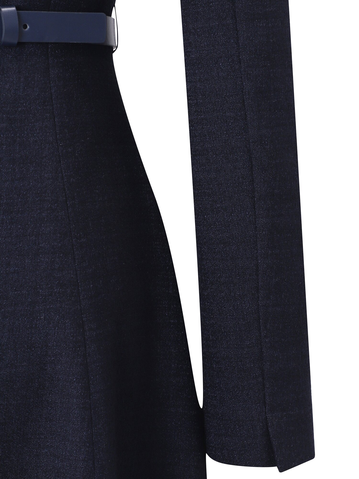 시스루 배색 플레어 롱 원피스 (NAVY)