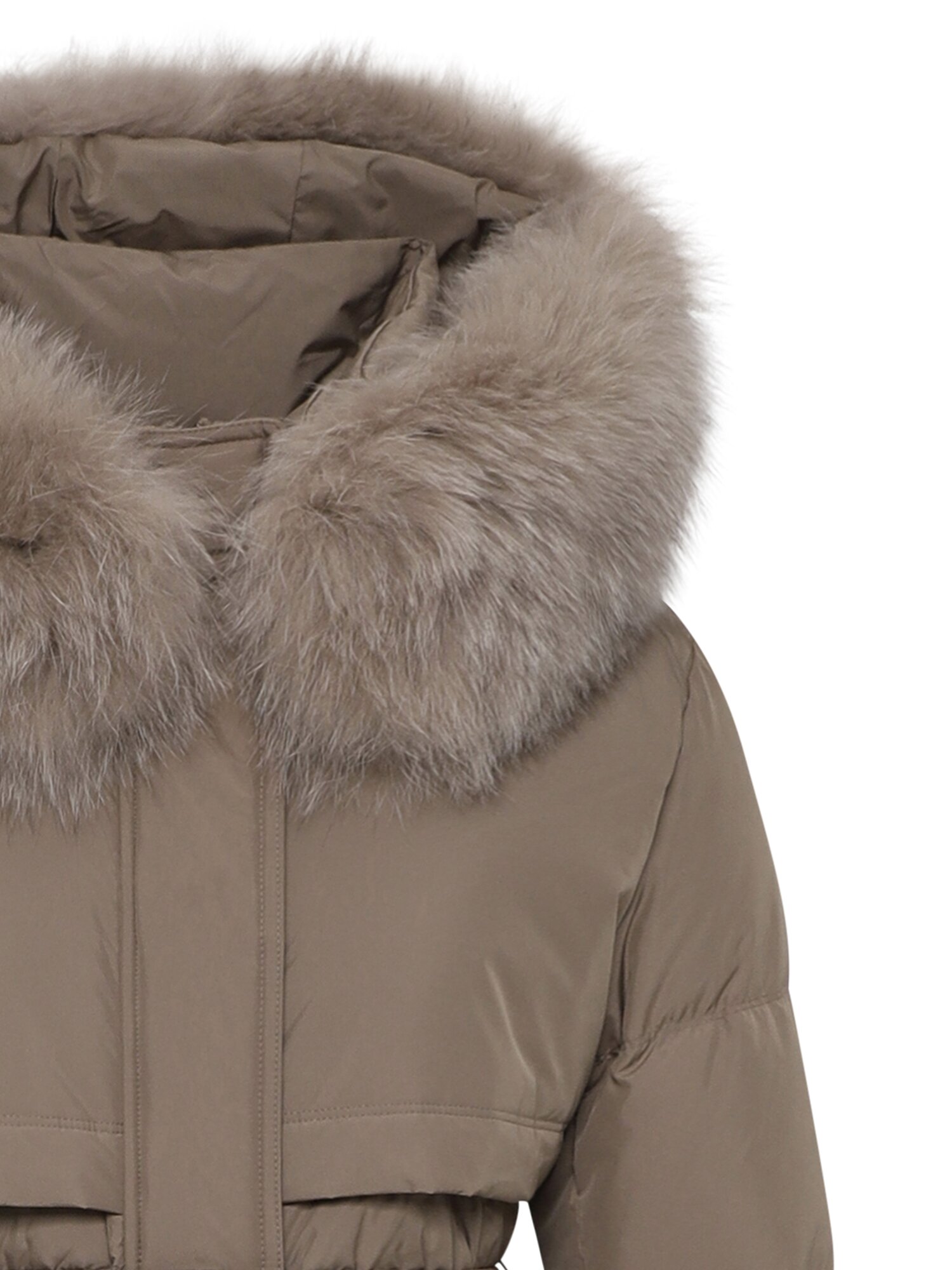 폭스퍼 벨티드 플랩 구스다운 점퍼 (BROWN)