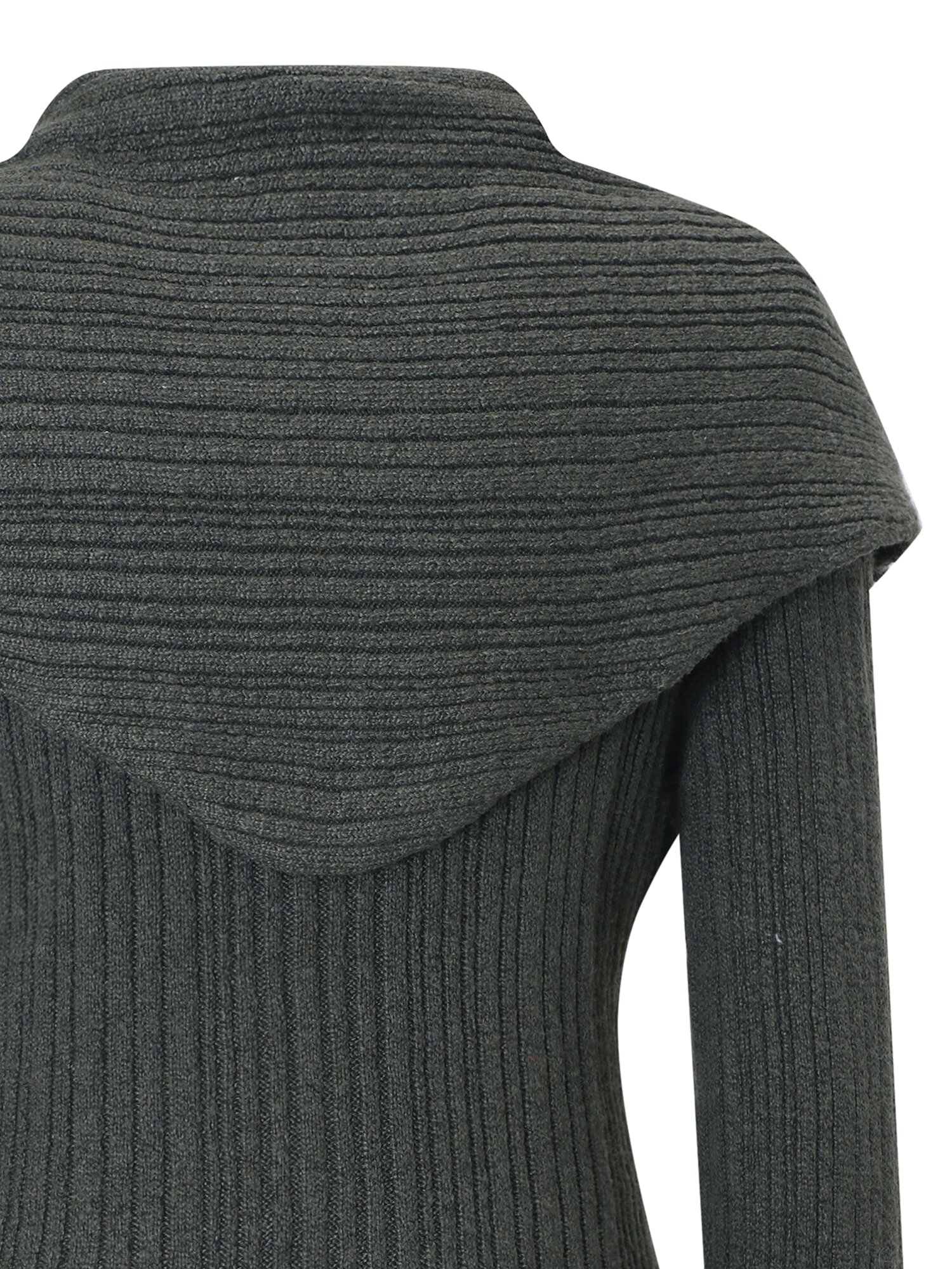 스카프 레이어드 칼라넥 니트 카디건 (KHAKI)