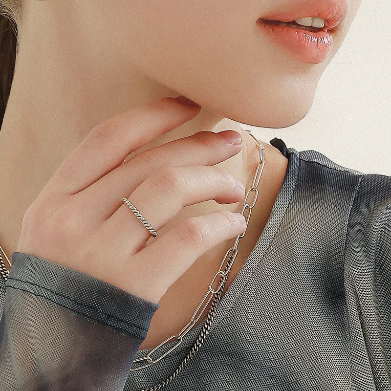 제이로렌 앤틱 꽈배기 실버 반지 R0638