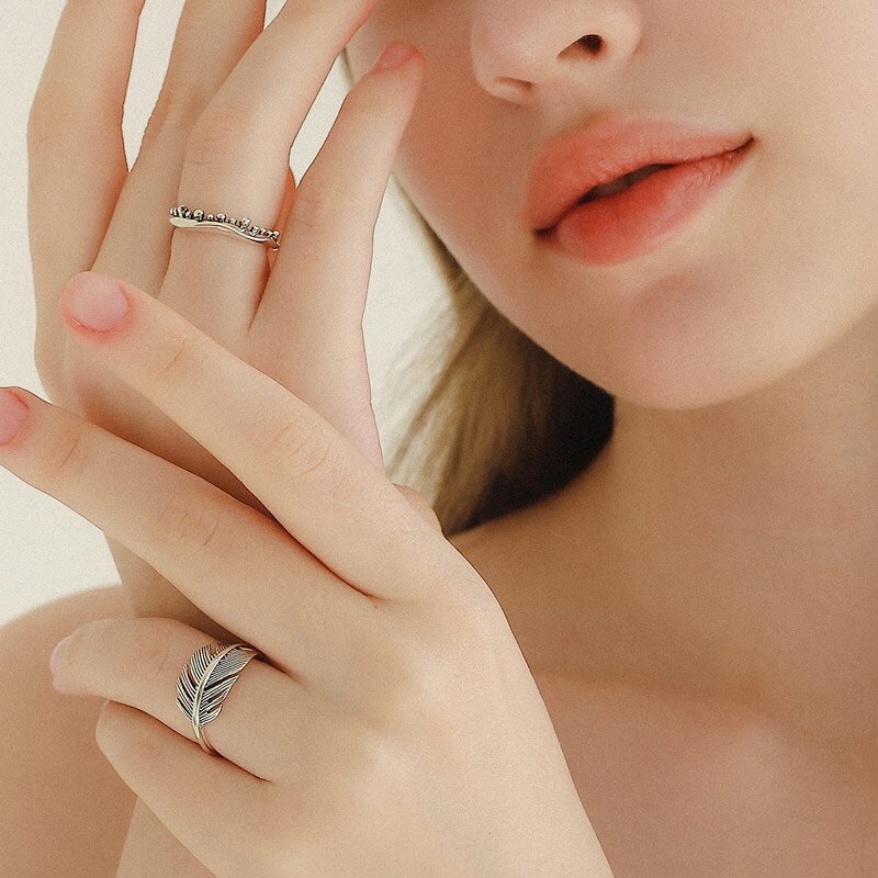 제이로렌 앤틱 깃털 실버 반지 R0643