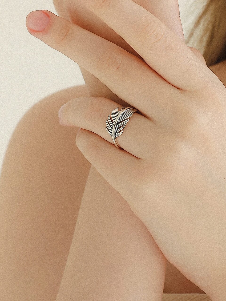 제이로렌 앤틱 깃털 실버 반지 R0643