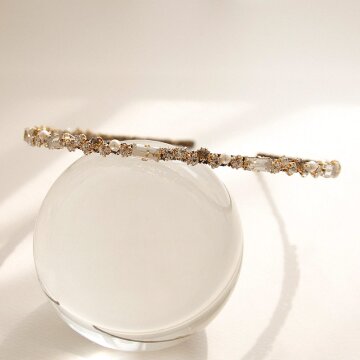 제이로렌 슬림 큐빅 진주 그레이 골드 헤어밴드 H01061