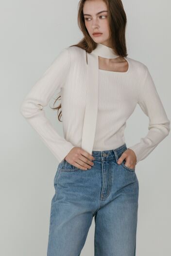 산드라 스퀘어넥 타이 니트(3컬러)