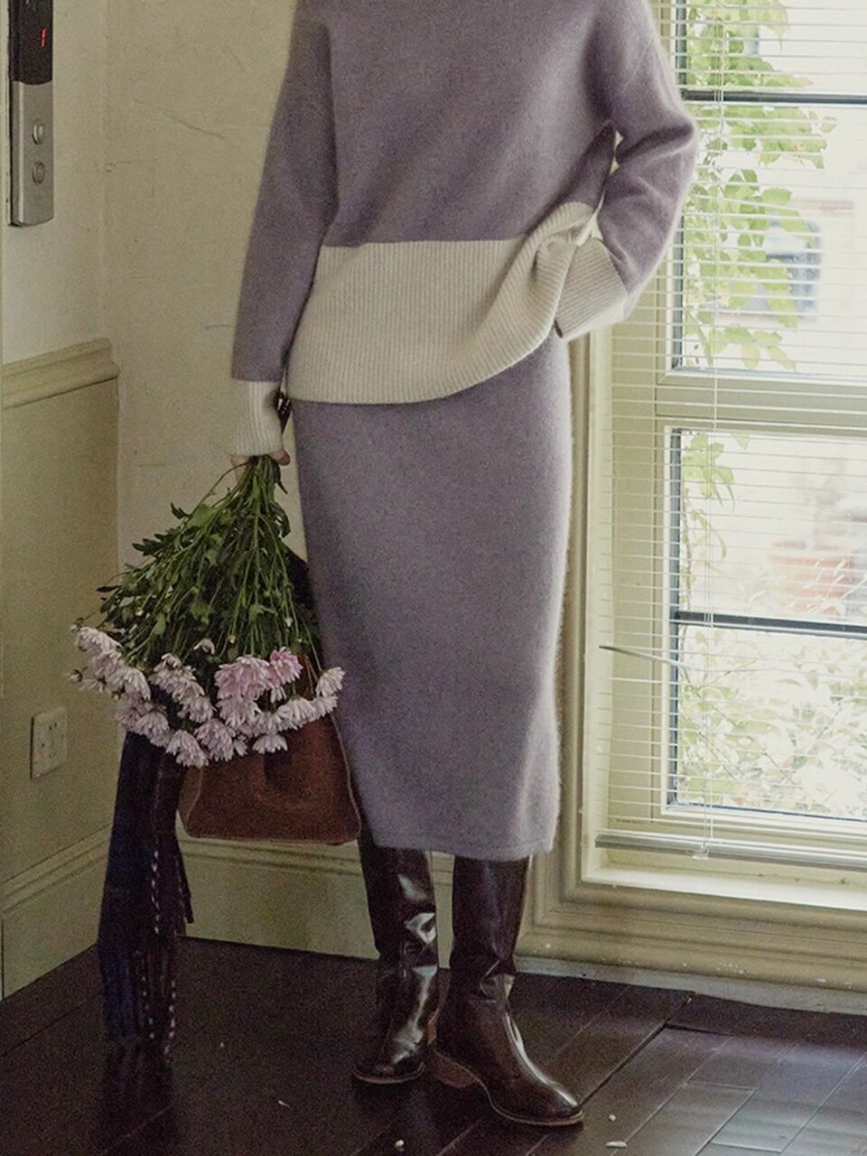 PM_Soft lavender knit skirt