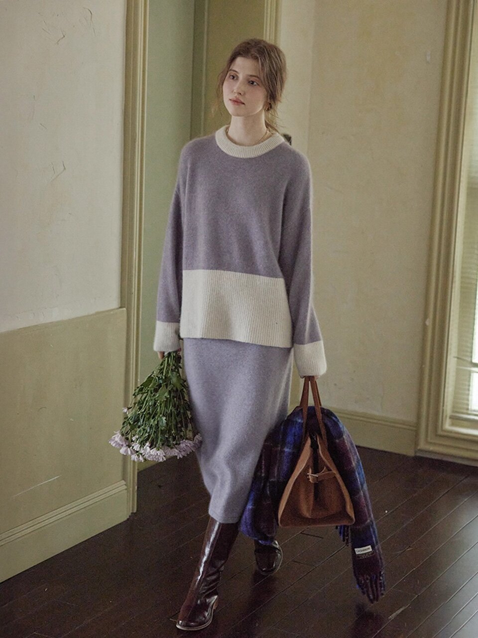 PM_Soft lavender knit skirt